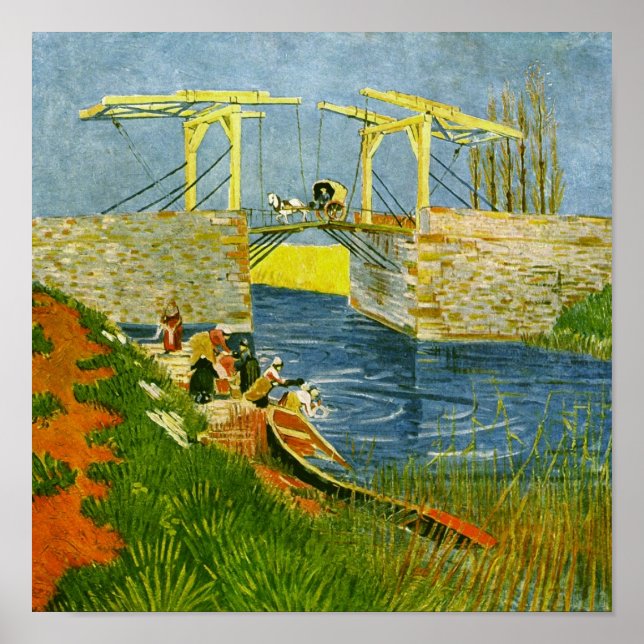 Langlois Bridge i Arles Van Gogh Fine Art Poster (Framsidan)