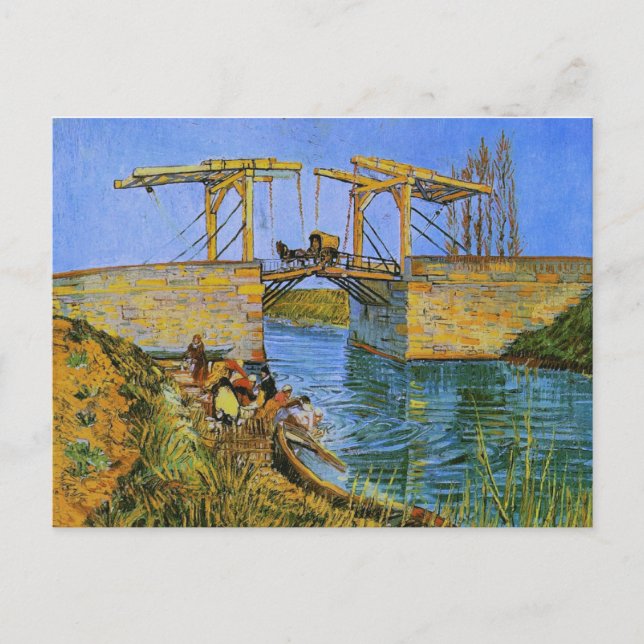 Langlois Bridge Kvinnor som Tvättar Van Gogh Fine  Vykort (Framsida)