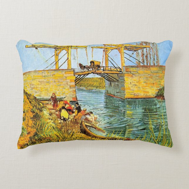 Langlois-bron i Arles av Vincent van Gogh Prydnadskudde (Framsidan)