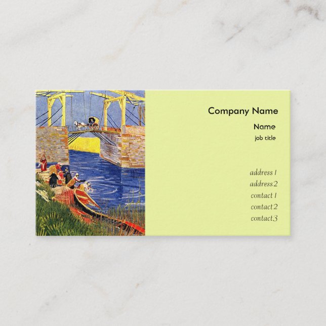 Langlois-bron i Arles med kvinnor som Tvättar Visitkort (Framsida)