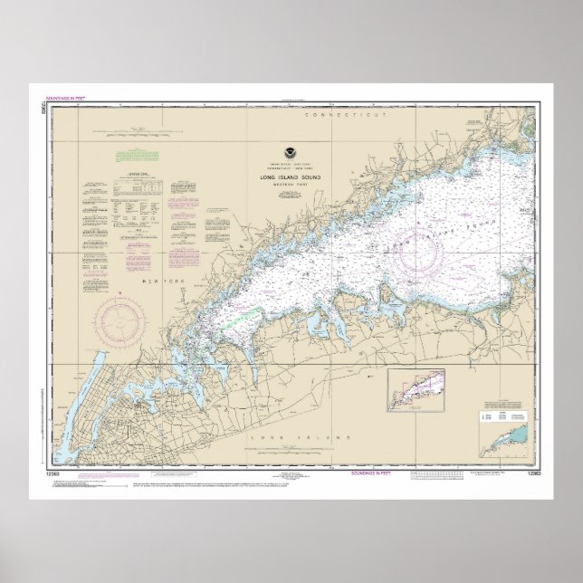 Långön Ljud Westerna del Nautical Diagram Poster (Framsidan)