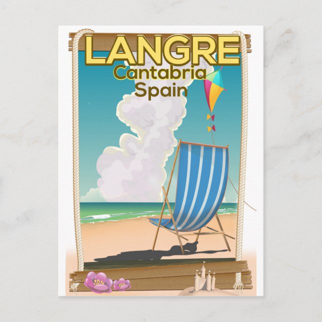 Langre, Kantabrien Spanien strand affisch Vykort (Framsida)