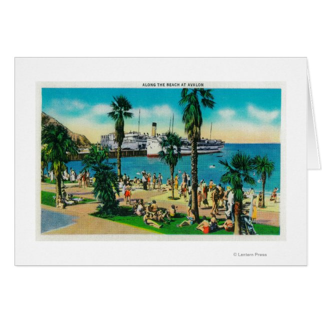 Längs stranden vid AvalonCatalina Island, CA Hälsningskort (Framsidan Horizontal)