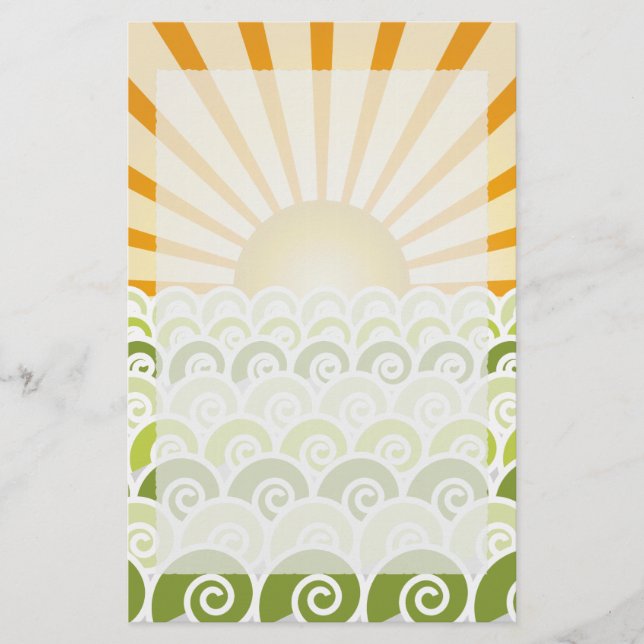 Längs Vågar Grönt Stationery Brevpapper (Framsida)