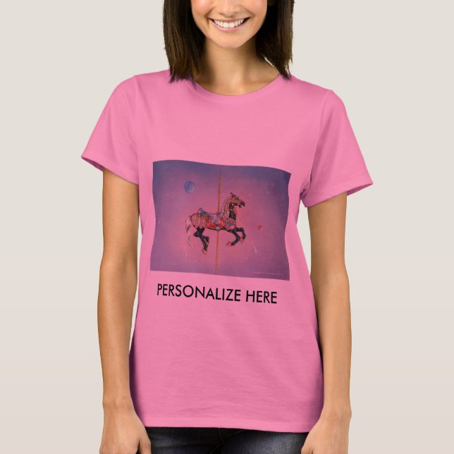 Långsågade Tees - Petaluma Carousel Horse 1 T Shirt (Framsida)