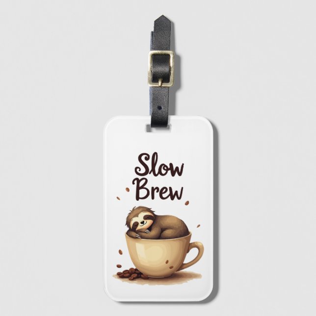 Långsam Brew Coffee Sloth Bagagebricka (Framsida vertikal)