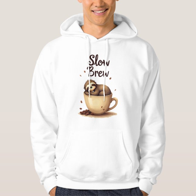 Långsam Brew Coffee Sloth Hoodie (Framsida)