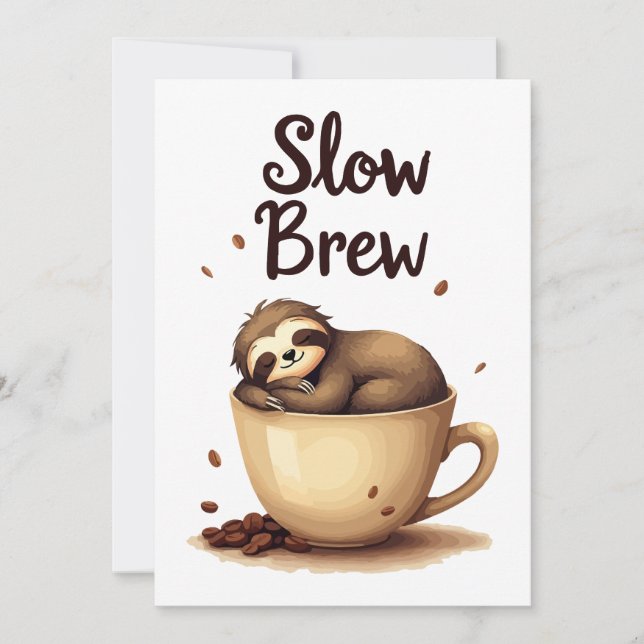 Långsam Brew Coffee Sloth Inbjudningar (Framsida)