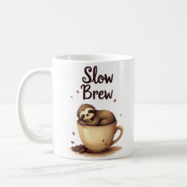 Långsam Brew Coffee Sloth Kaffemugg (Vänster)