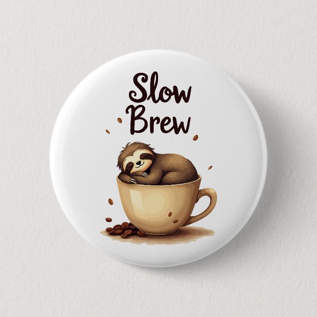 Långsam Brew Coffee Sloth Knapp (Framsida)