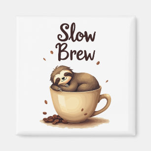 Långsam Brew Coffee Sloth Magnet