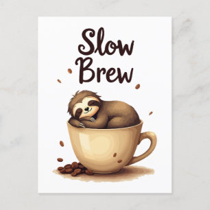 Långsam Brew Coffee Sloth Vykort