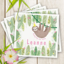 Långsam Födelsedagsfest inom Rosa och Gult Pappersservett