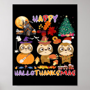 Långsam Glad Hallothanksmas Rolig Halloween Thanks Poster