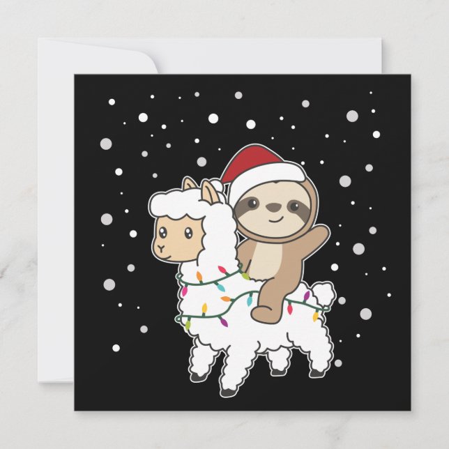 Långsam Lem Christmas Snö Vinter Djur Inbjudan (Framsida)
