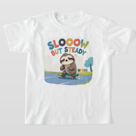 Långsam men stadig - Cute Sloth Skateboarding T Shirt
