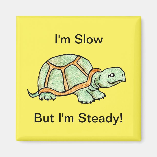 Långsam men Steady Turtle Magnet (Framsidan)