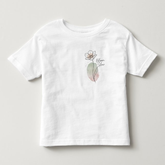 Långsam Minimalistisk Blomsterkonst Blommar T Shirt (Framsida)