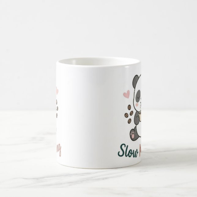 Långsam morgon Panda-mugg | Söt mysig kaffekopp (Center)