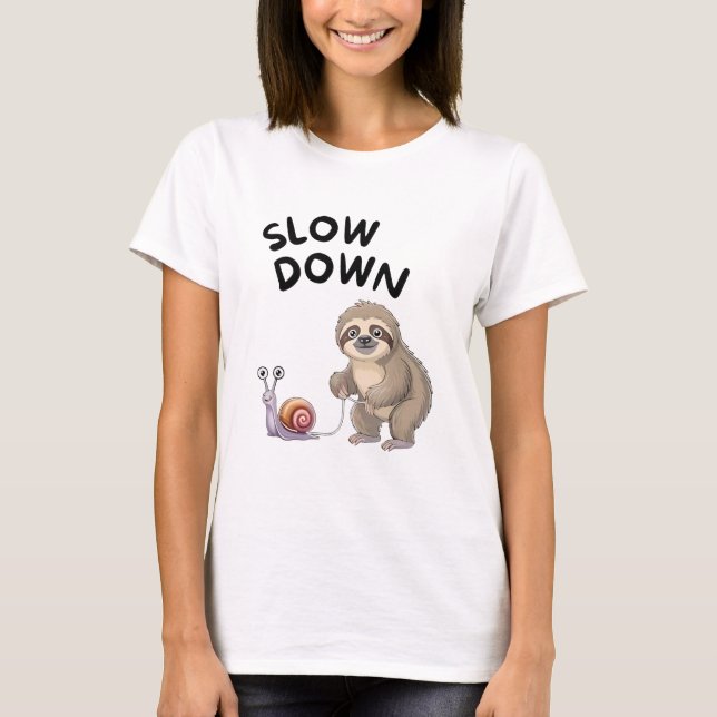 Långsam nedgång - Snigel Sloth Funny T Shirt (Framsida)