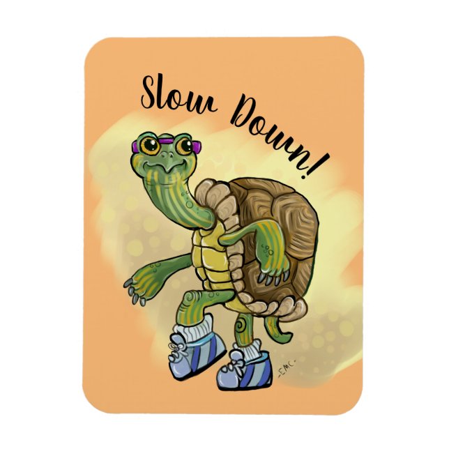Långsam nedgång, Turtle Fast Cute Running Terrapin Magnet (Vertikal)