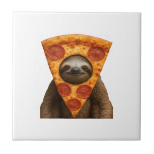 Långsam pizza rolig konstig bus meme söt glad jul kakelplatta