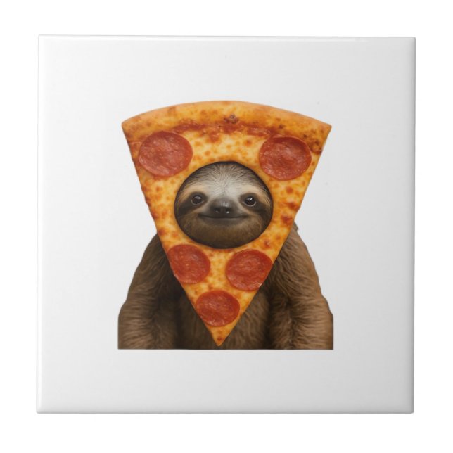 Långsam pizza rolig konstig bus meme söt glad jul kakelplatta (Framsidan)