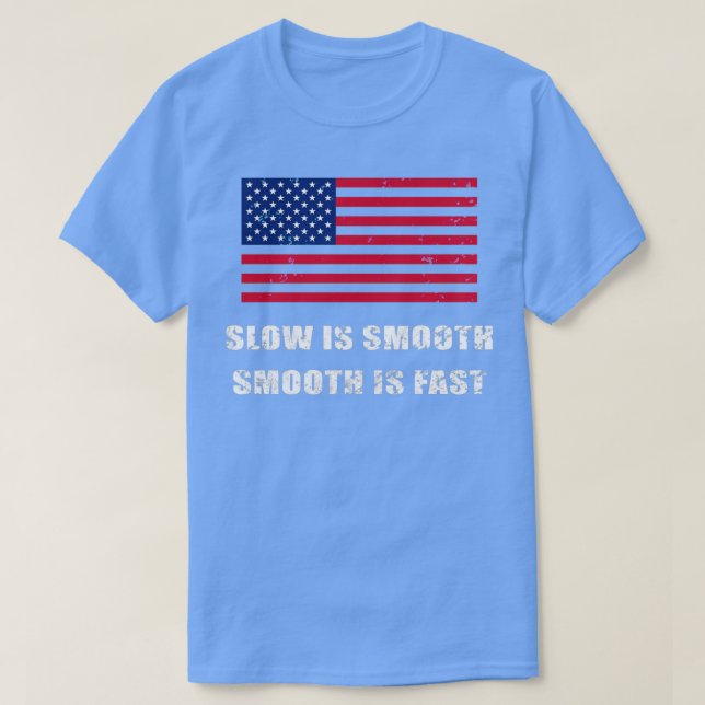 Långsam smidig är snabb med amerikanska flagga t shirt (Design framsida)