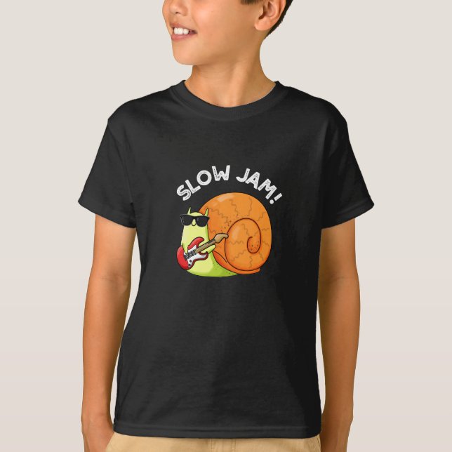 Långsam Sylt Funny Music Snigel Pun Mörk BG T Shirt (Framsida)