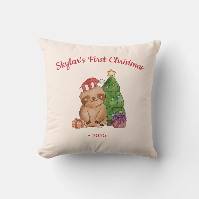 Långsamhet i tomteluva babys första jul kudde (Framsida)
