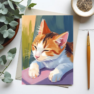 Långsamma Blinkningar   Katt Kittens Vattenfärg Hu Vykort