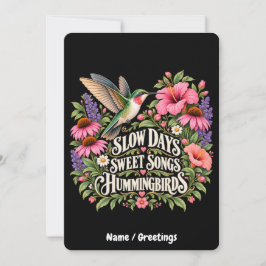 Långsamma Dagar Söta Sånger Kolibri Blommig Botani Inbjudningar