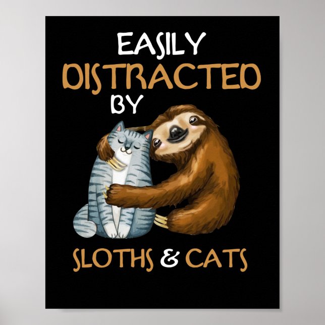 Långsamma och katter Sloth Älskare Poster (Framsidan)