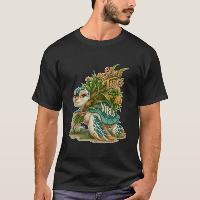 Långsamma tidvatten Vibes Söt havssköldpadda T Shirt (Framsida)