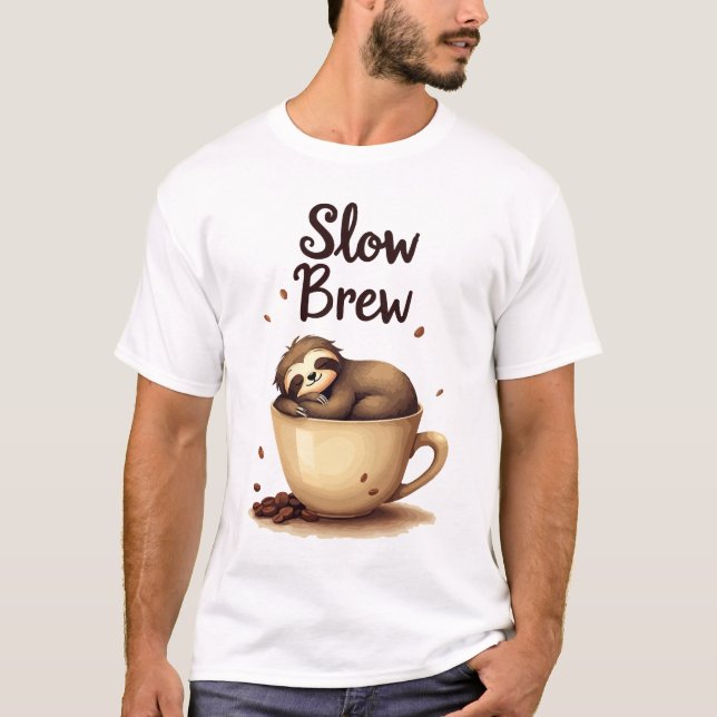 Långsamt brygg kaffe sengångare t shirt (Framsida)
