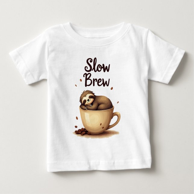 Långsamt bryggd kaffesloth t shirt (Framsida)
