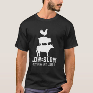 Långsamt & Gott, Rökning av Kött, Rolig Grillning, T Shirt