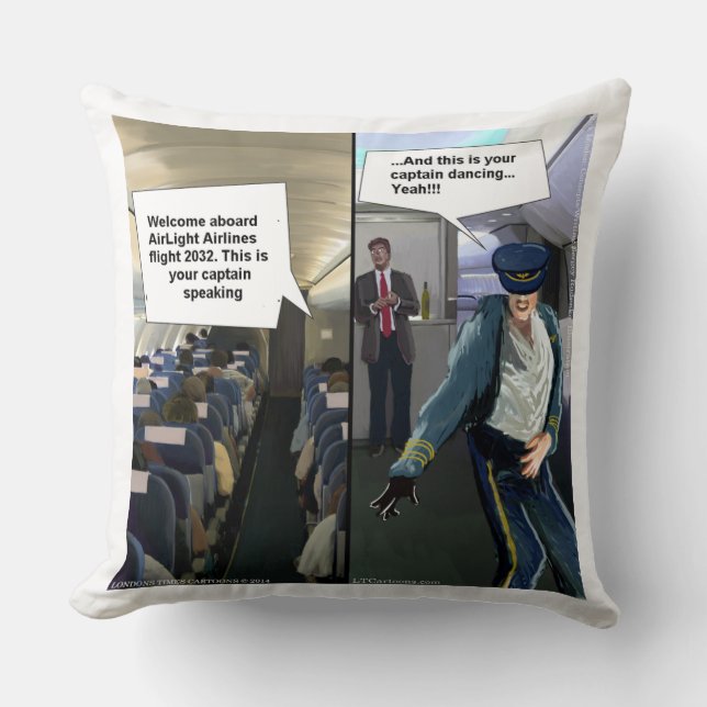 Långsamt Hipster Airline Pilot Large Cotton Pillow Kudde (Framsida)