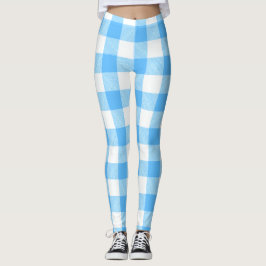 Långsamt Levande Sommar Himmel Plaid Leggings