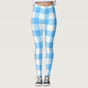 Långsamt Levande Sommar Himmel Plaid Leggings