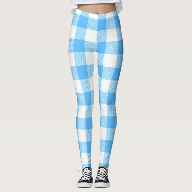 Långsamt Levande Sommar Himmel Plaid Leggings (Framsida)