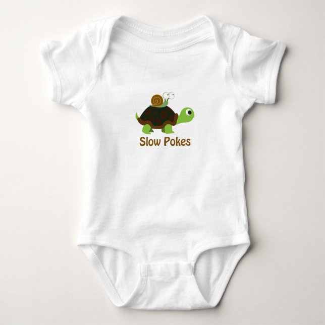 Långsamt Pokes Cute Turtle och Snigel T-shirt (Framsida)