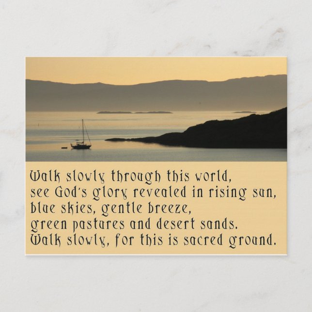 Långsamt promenera - en bön i det keltiska stil vykort (Framsida)