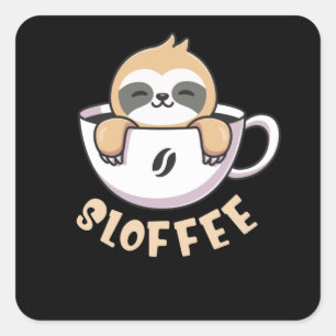 Långsamt tillfrisknande i kaffe Kopp Fyrkantigt Klistermärke