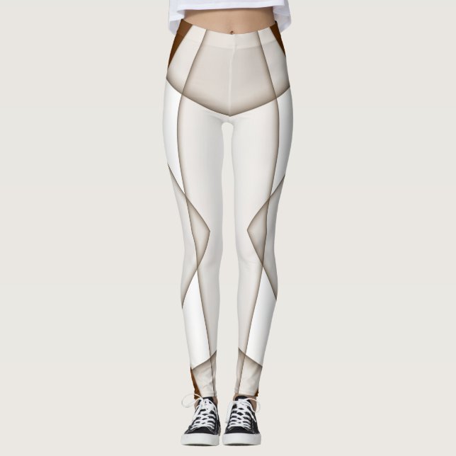 Långsbeige triangel med skugga, slät stil leggings (Framsida)