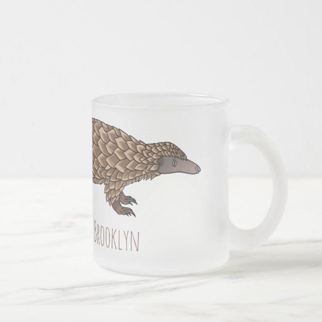 Långskalig illustration av tecknaden på pangolin frostad glasmugg (Höger)