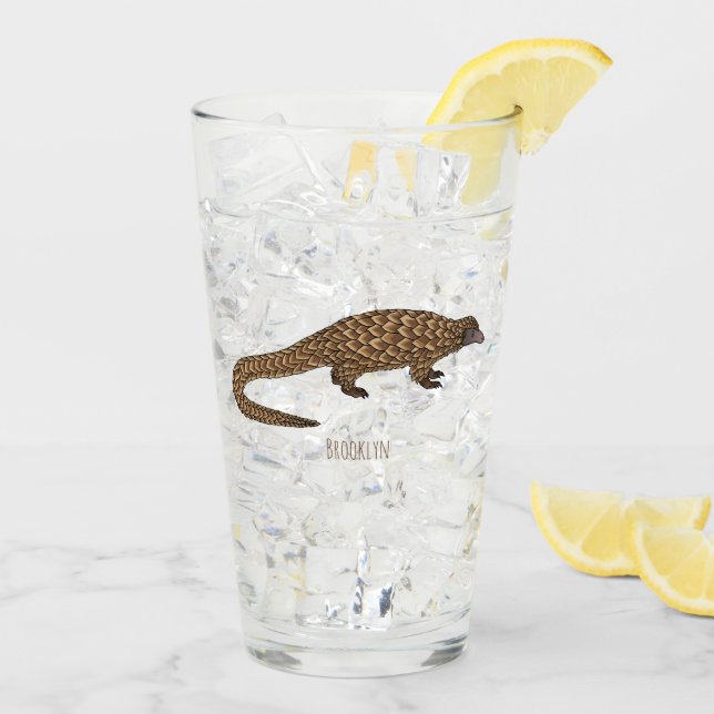Långskalig illustration av tecknaden på pangolin glaskopp (Bakside Is)