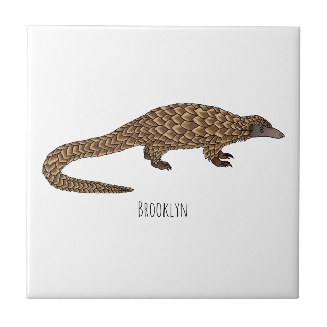 Långskalig illustration av tecknaden på pangolin kakelplatta (Framsidan)