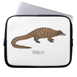 Långskalig illustration av tecknaden på pangolin laptop fodral