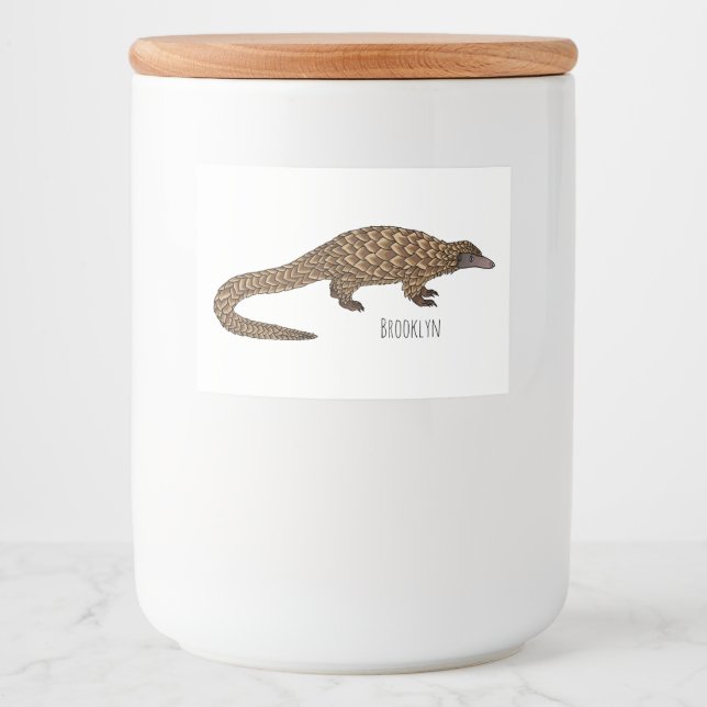 Långskalig illustration av tecknaden på pangolin mat etiketter (Framsida)